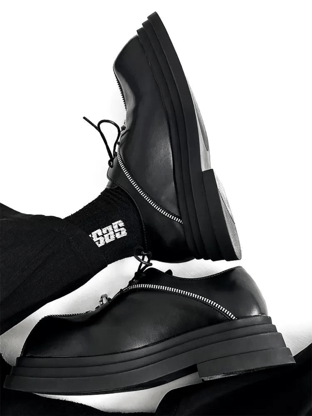 Square head leather shoes S037