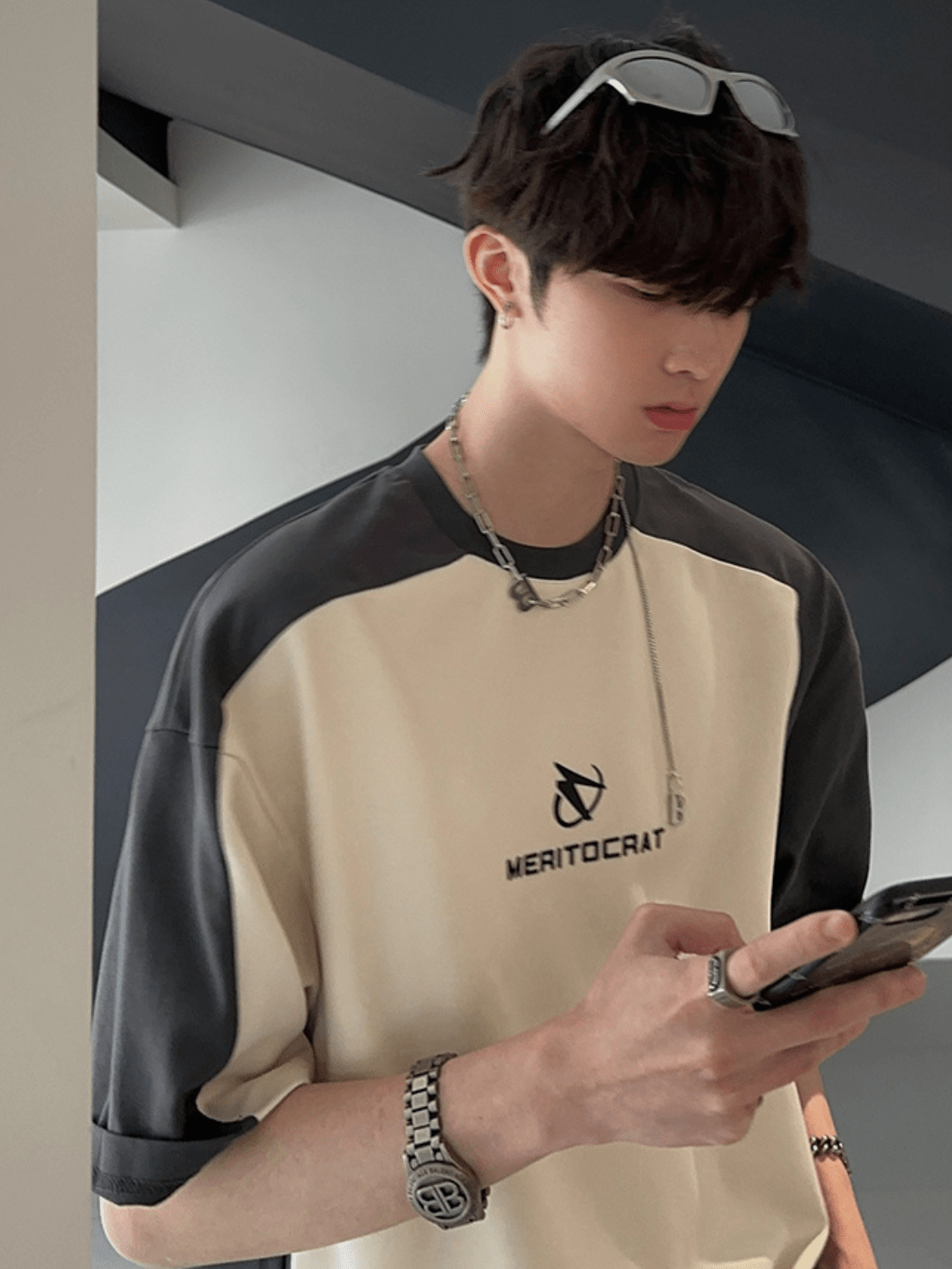 [JH HOMME] loose summer half-sleeve design t-shirt J0101