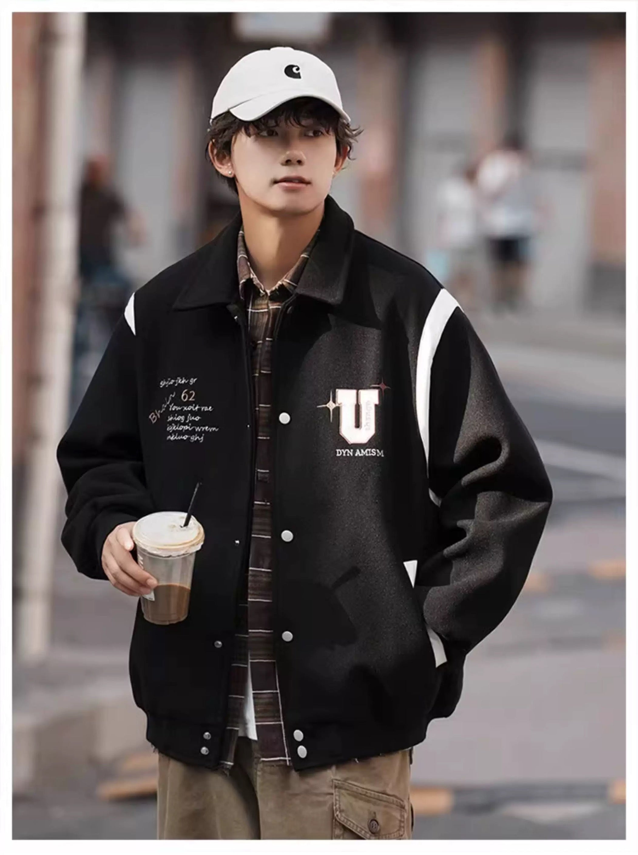 Chaqueta corta de lana – Prenda de abrigo vintage estilo urbano americano T0024