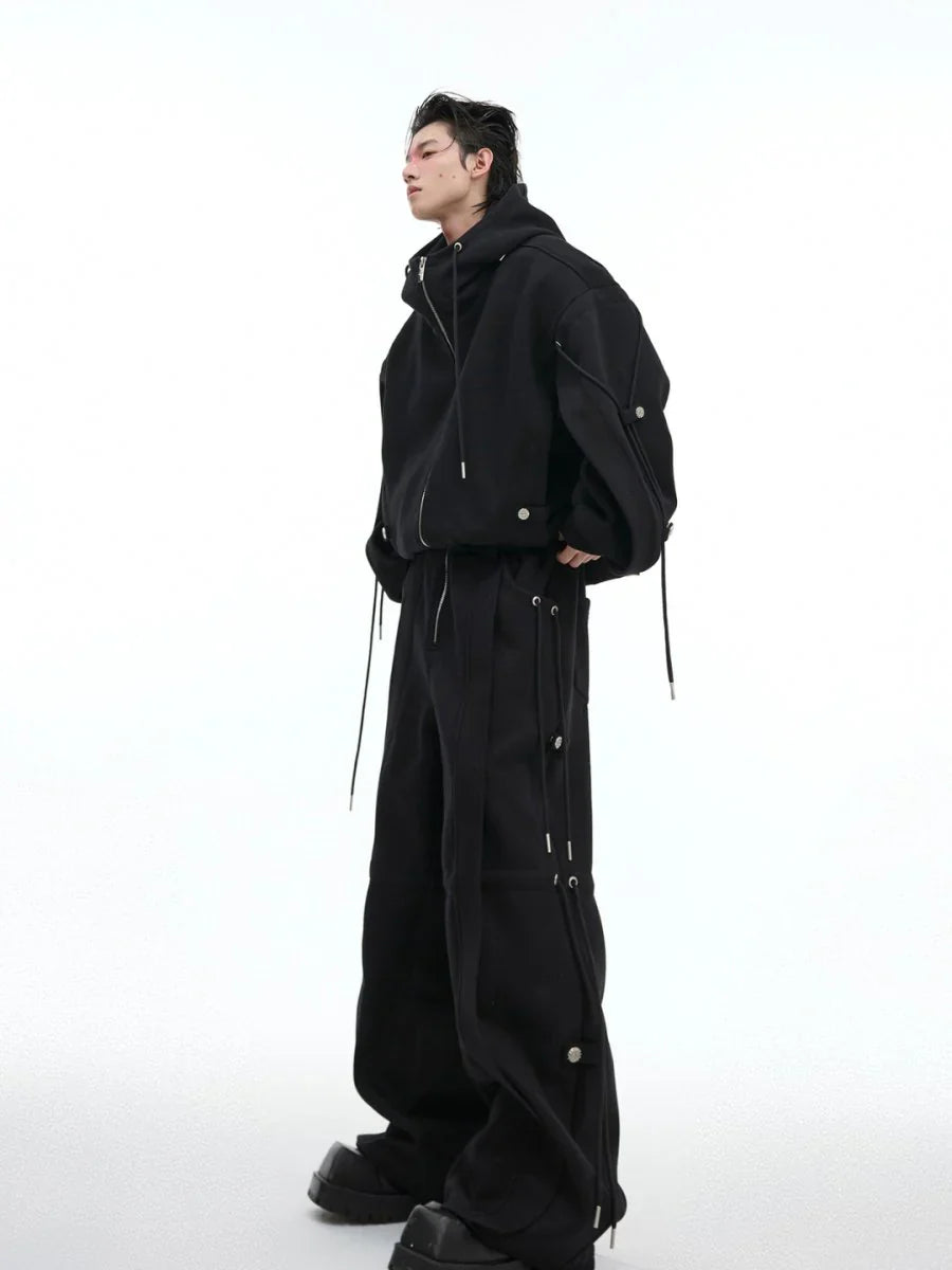 LOOSE HOODED SWEATER JACKET + BOTTOMS S0059