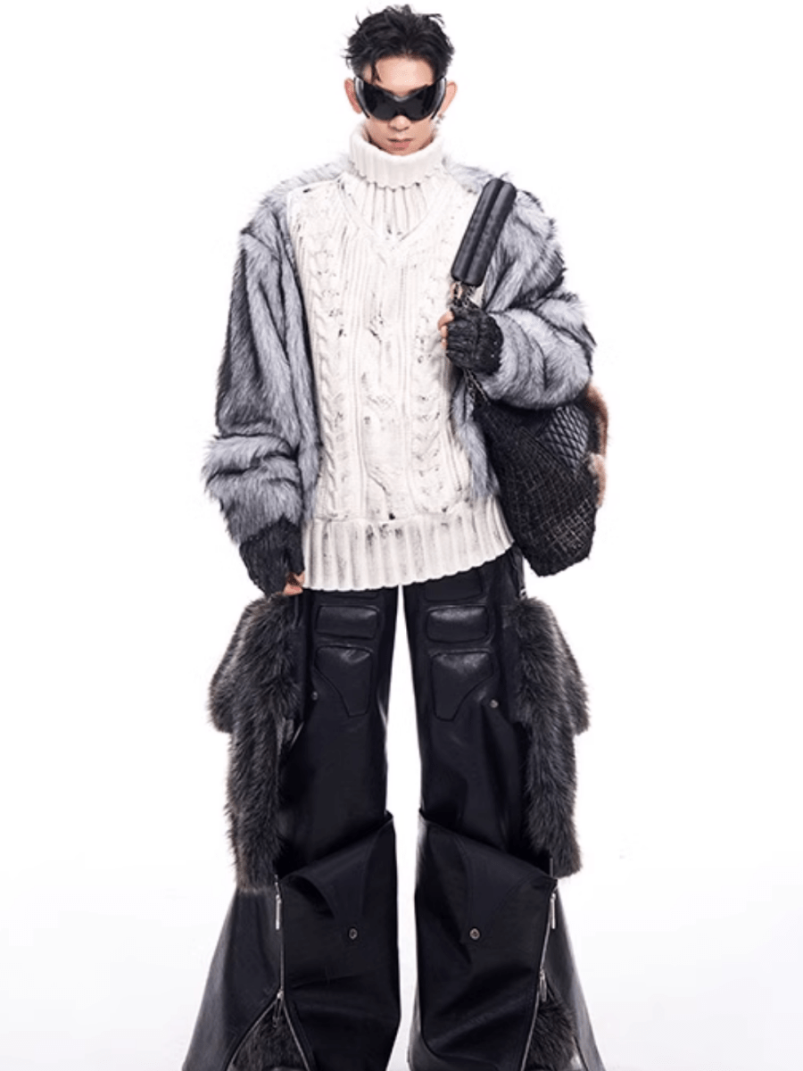 [STARTEXCEEDEND] Fur turtleneck sweater S0199