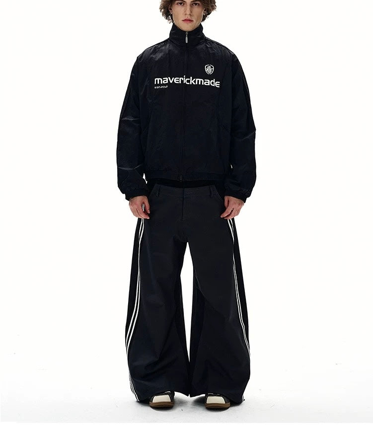 American Letter Print Jacket – Vintage Streetwear Varsity Zip Jacket T0026