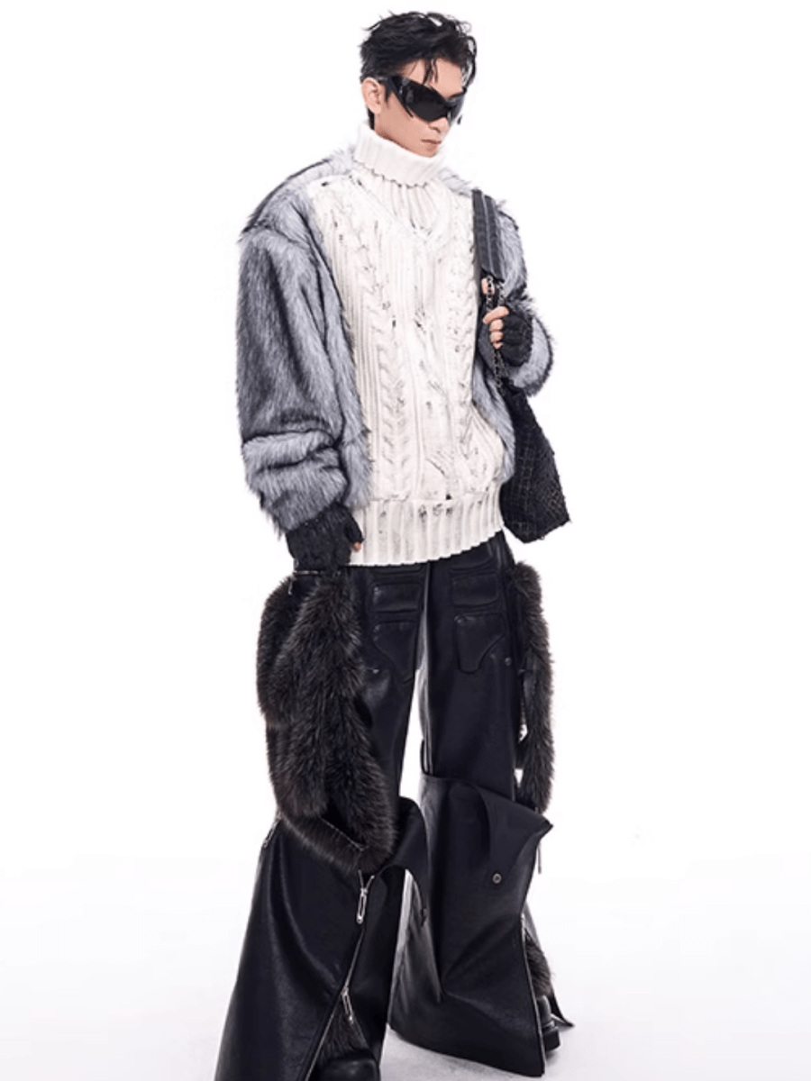 [STARTEXCEEDEND] Fur turtleneck sweater S0199