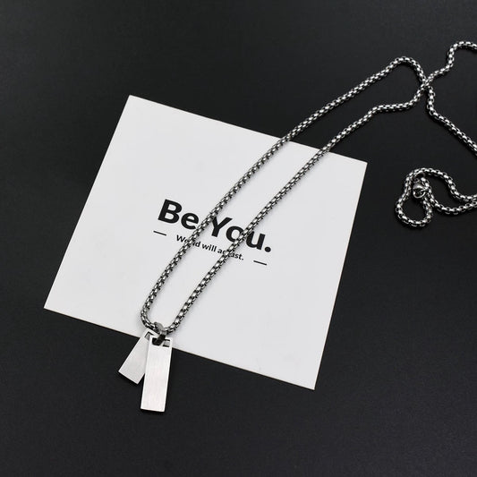 Niche Geometric Color-Block Pendant Necklace - Unisex Streetwear Statement Piece for Layering with Hoodies O0001