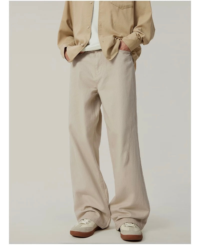 Men’s Loose Straight Wide-Leg Pants – American Minimalist Streetwear Trousers B0082