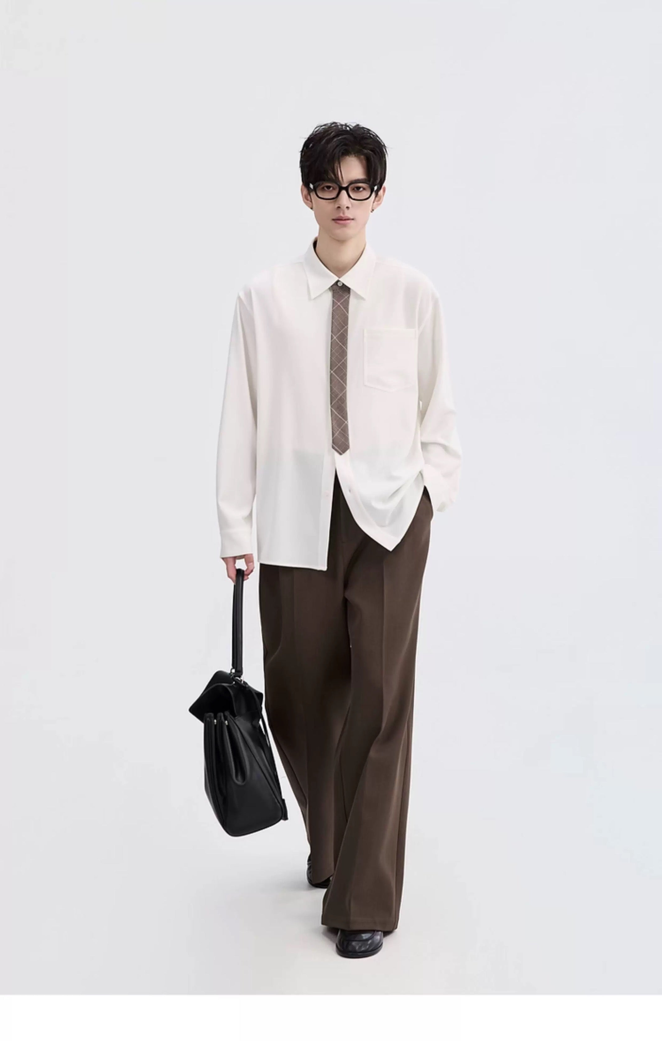 3-in-1 しわ防止＆カラーブロックシャツ - メンズ 秋冬 サーマル 長袖 トップス T0044