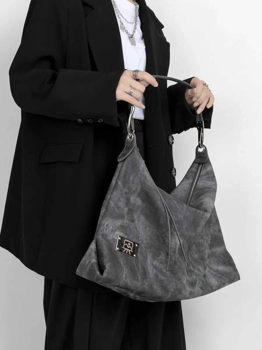 [LUCKYSTUDIO]LARGE SOFT LEATHER SHOULDER CROSSBODY BAG A0038