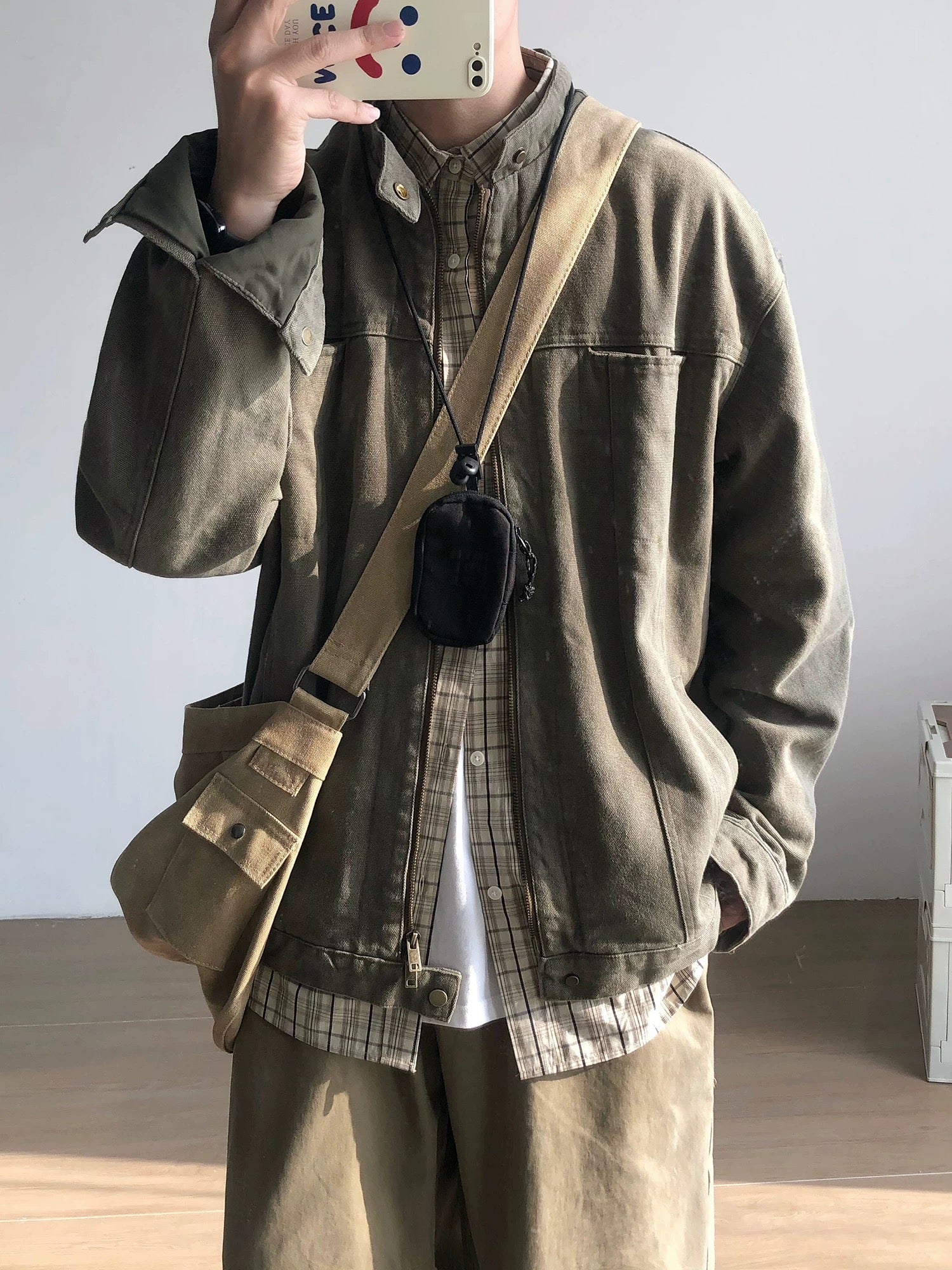 American Vintage Harrington Work Jacket, Cleanfit Stand Collar All-Season Men's Coat T0006