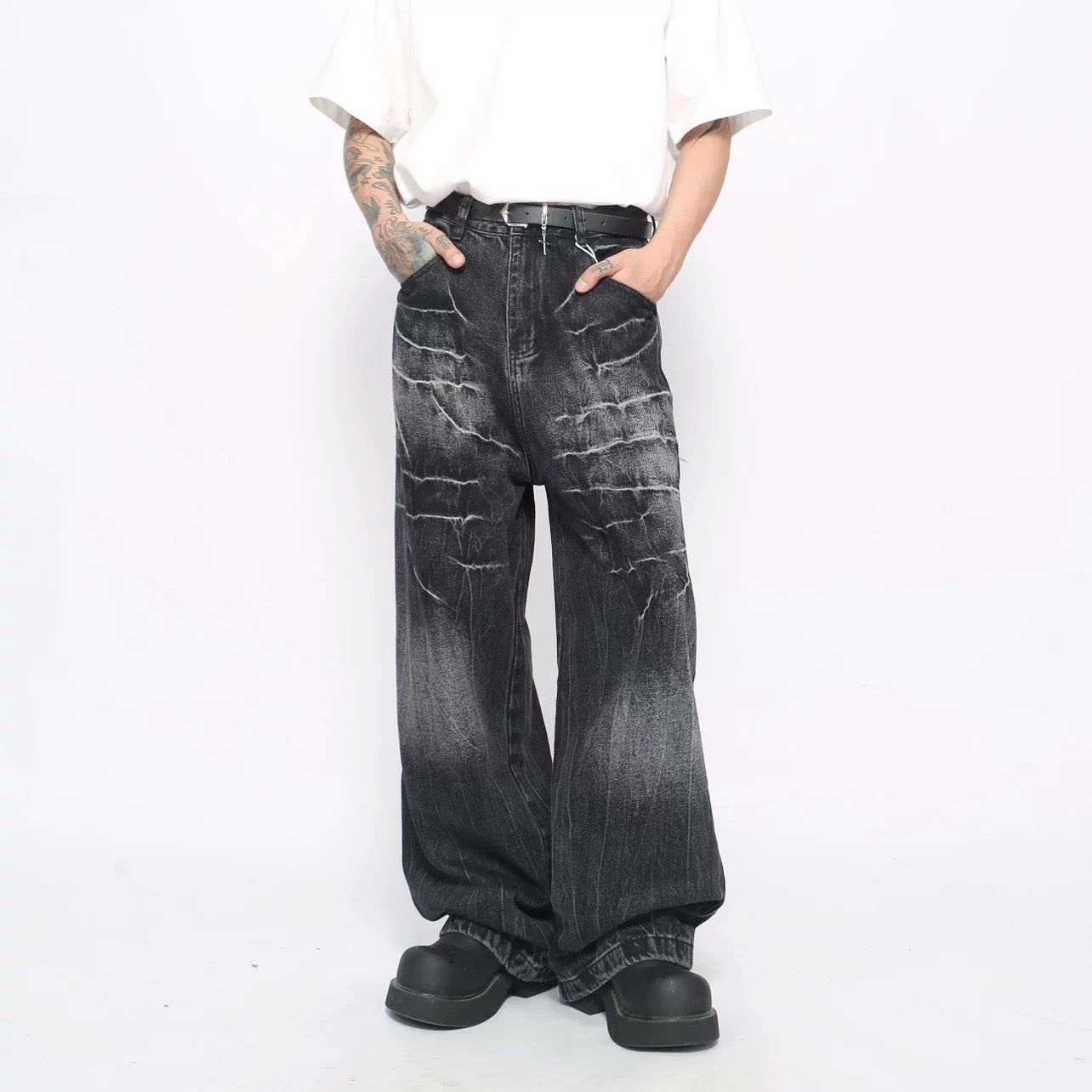 Men’s American Vintage Wide-Leg Denim Jeans B0025