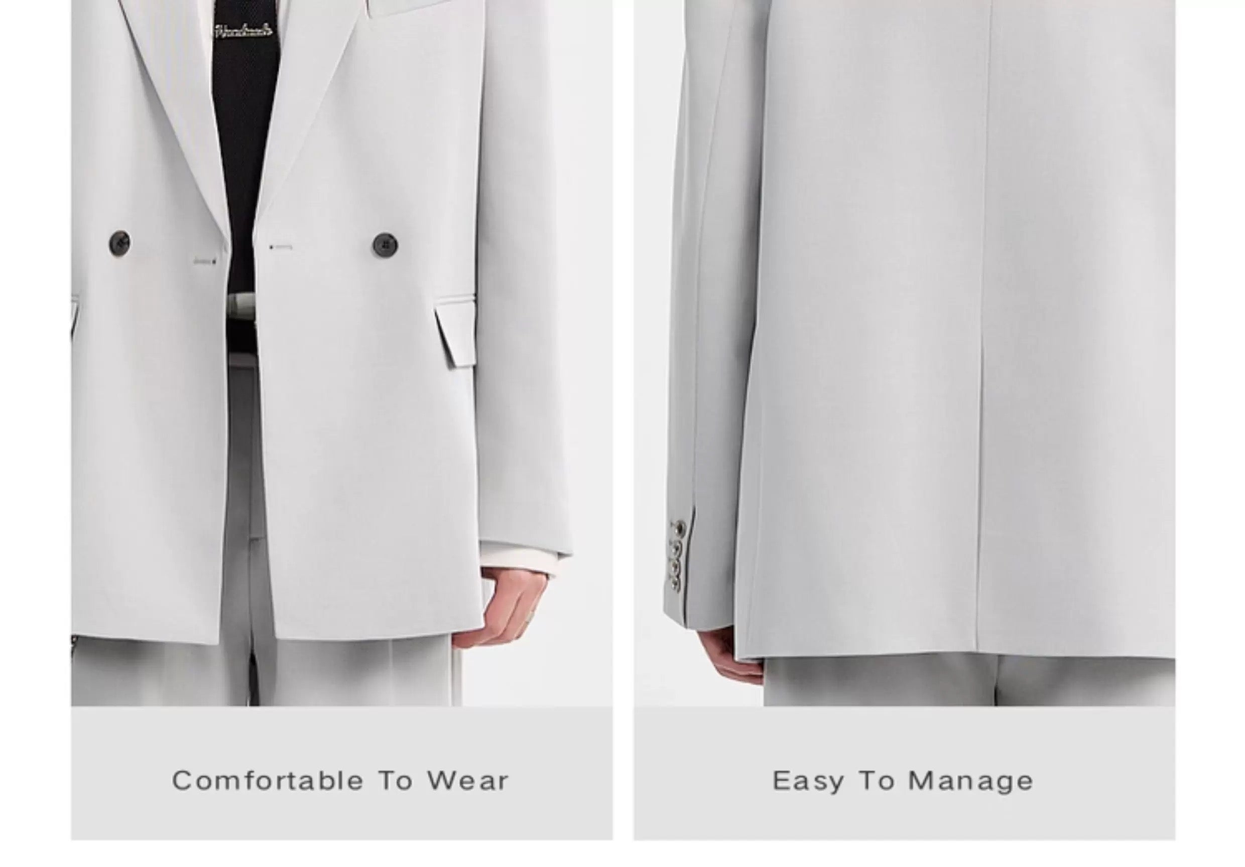 Blazer de lana Tencel Premium - Chaqueta informal de gran tamaño y botonadura sencilla para hombre, para todas las estaciones, T0045