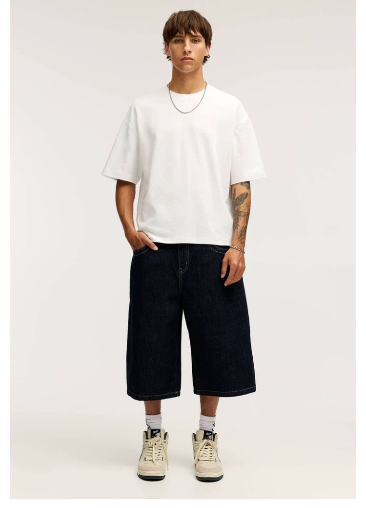 Camiseta blanca con hombros estructurados para hombre – Camiseta minimalista americana S0051