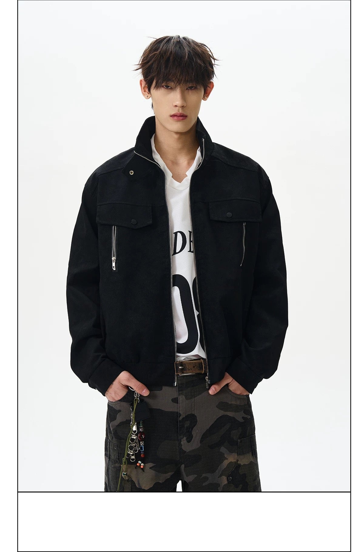 Men’s Stand-Collar American Streetwear Jacket T0015