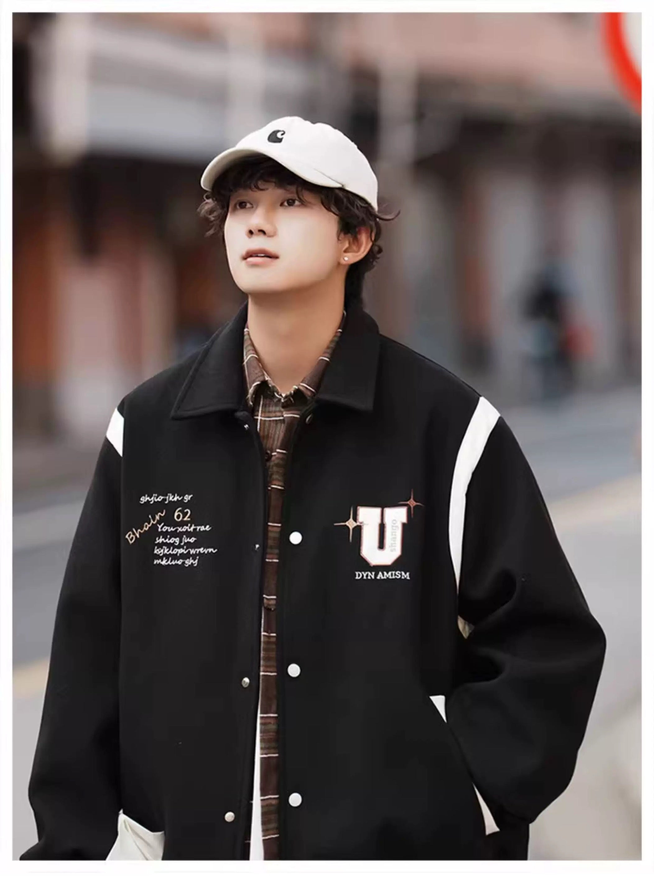 Chaqueta corta de lana – Prenda de abrigo vintage estilo urbano americano T0024