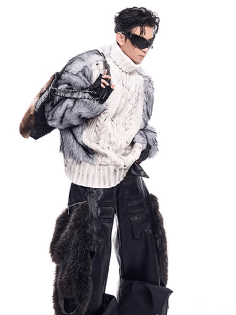 [STARTEXCEEDEND] Fur turtleneck sweater S0199