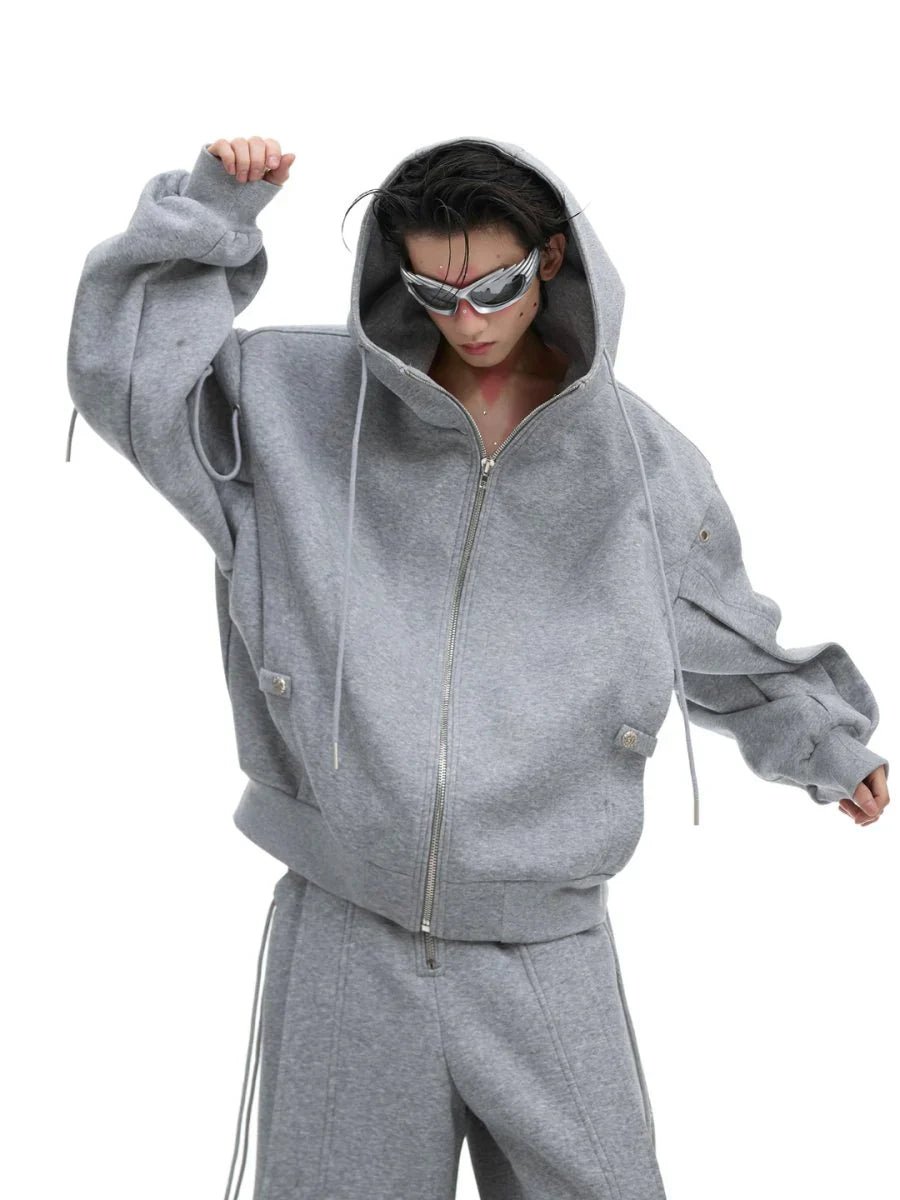 LOOSE HOODED SWEATER JACKET + BOTTOMS S0059