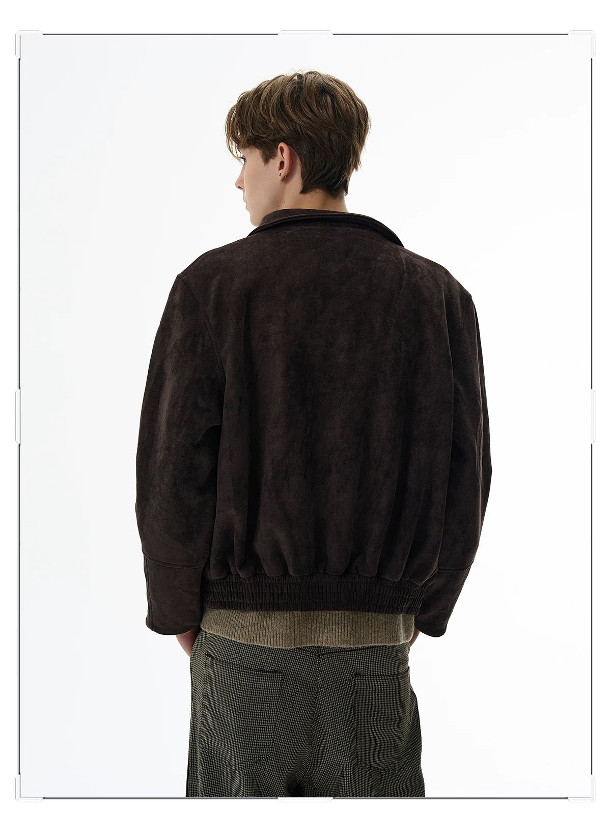 American Retro Suede Jacket – Brown Faux Suede Lapel Trucker Coat T0027