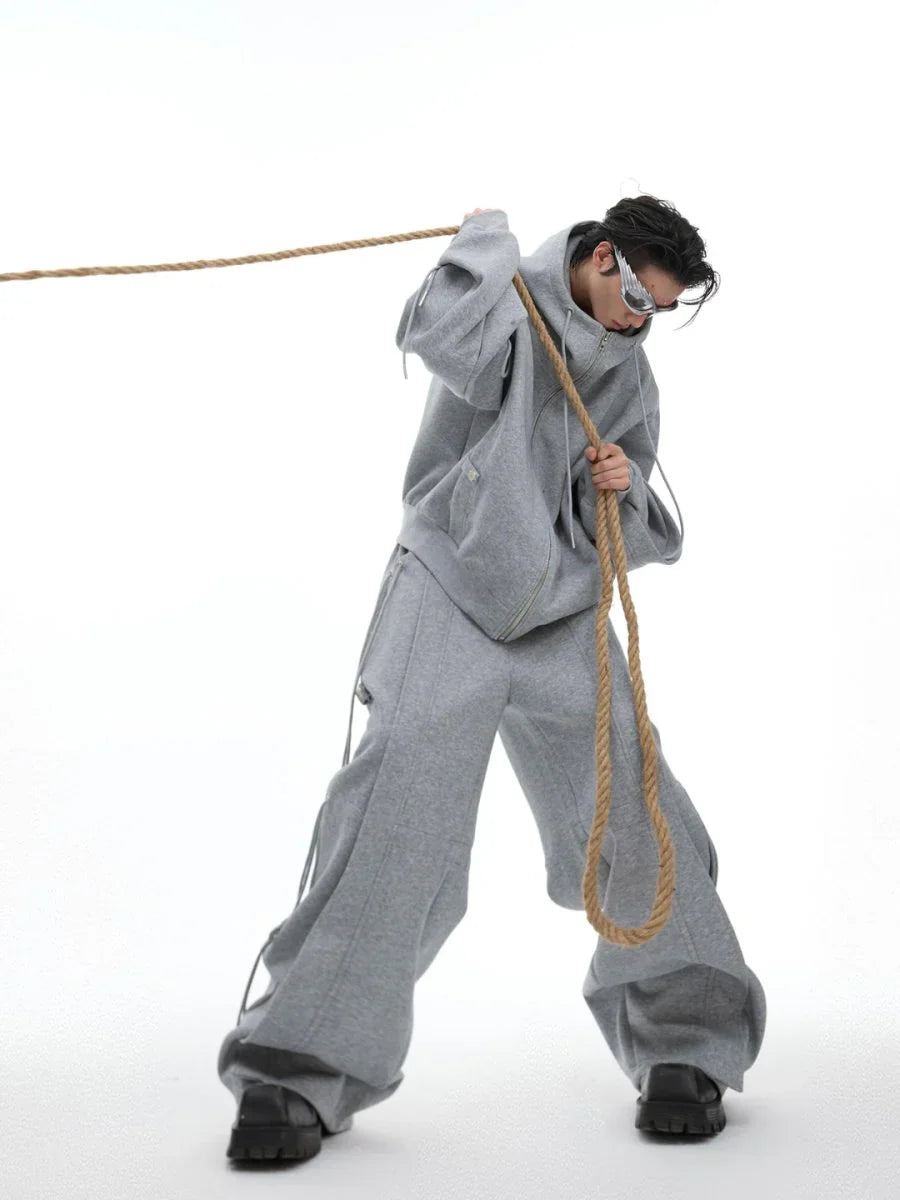 LOOSE HOODED SWEATER JACKET + BOTTOMS S0059