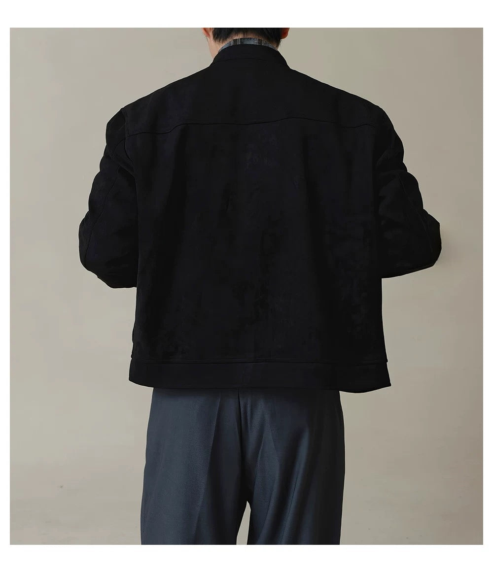 American Stand Collar Jacket – Vintage Streetwear Short Coat for Men T0033