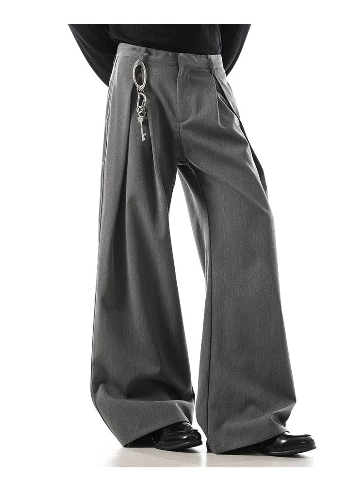Structured Drape Suit Trousers – High-Street Minimalist Straight-Leg Pants B0041
