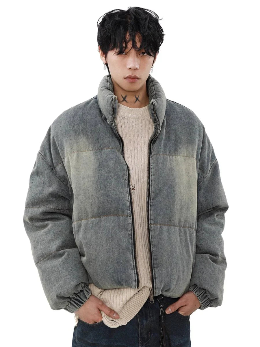 [MRNEARLY] WASHED DENIM DOWN JACKET T0092