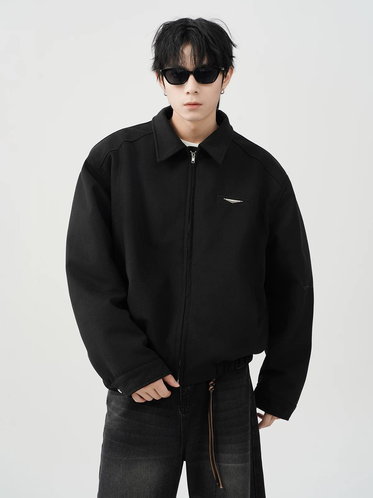 Chaqueta acolchada vintage americana – Abrigo retro de algodón con cuello vuelto para hombre T0022