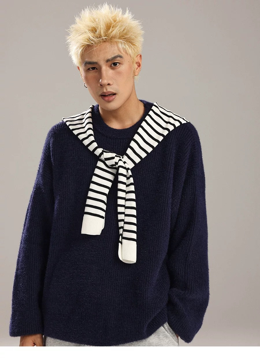 Suéter de punto estilo americano relajado para hombre S0023