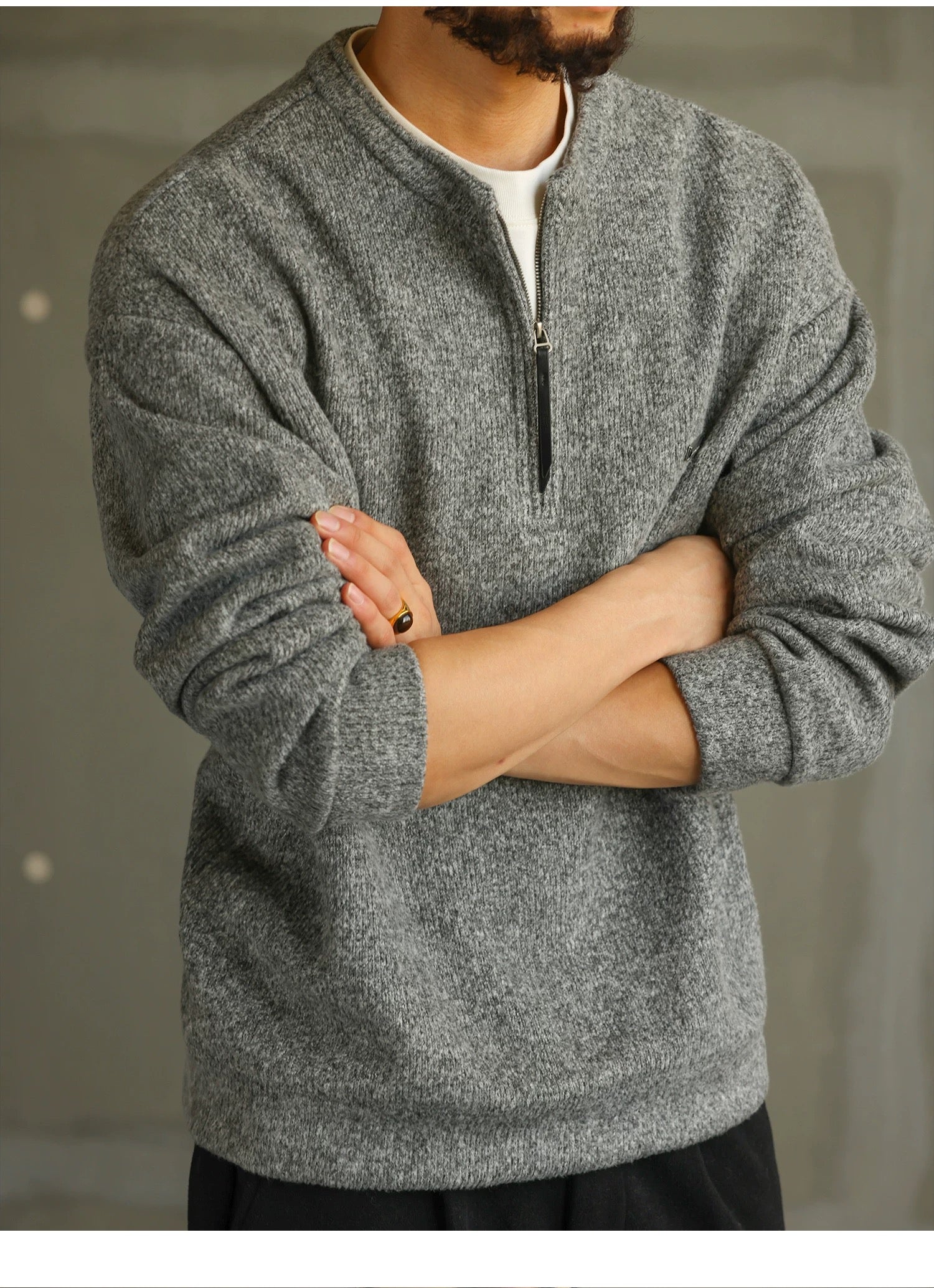 Men’s Zip-Up Knit Cardigan Sweater S0022