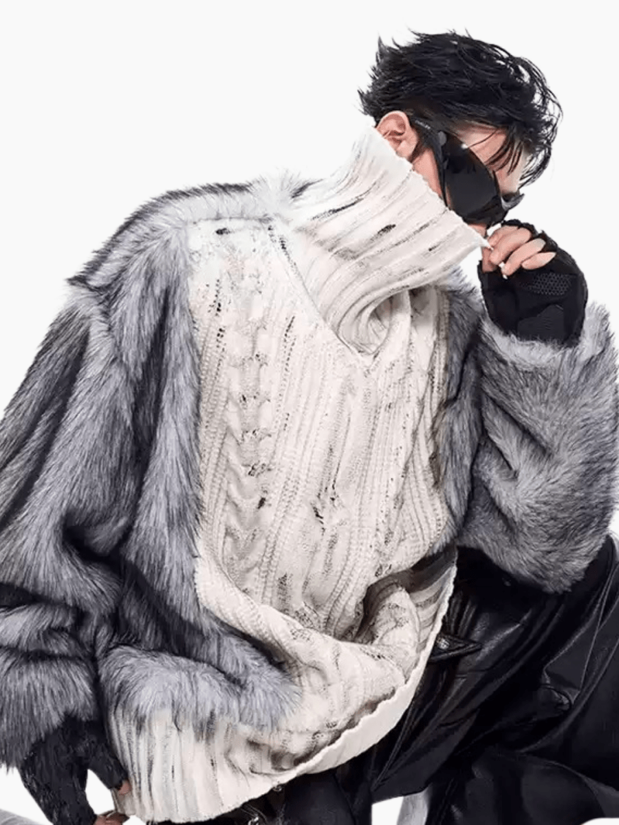 [STARTEXCEEDEND] Fur turtleneck sweater S0199