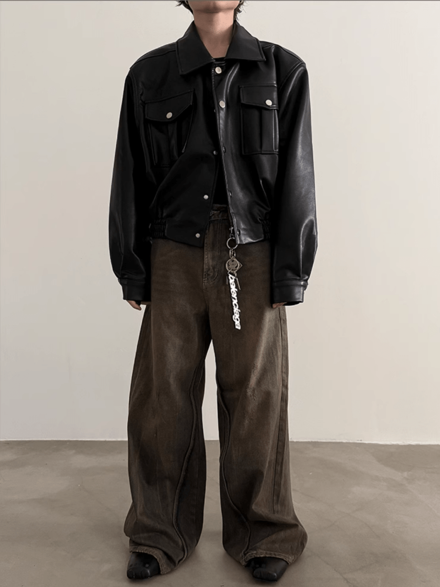 [GENESISBOY] Brown Wide Leg Jeans B0122