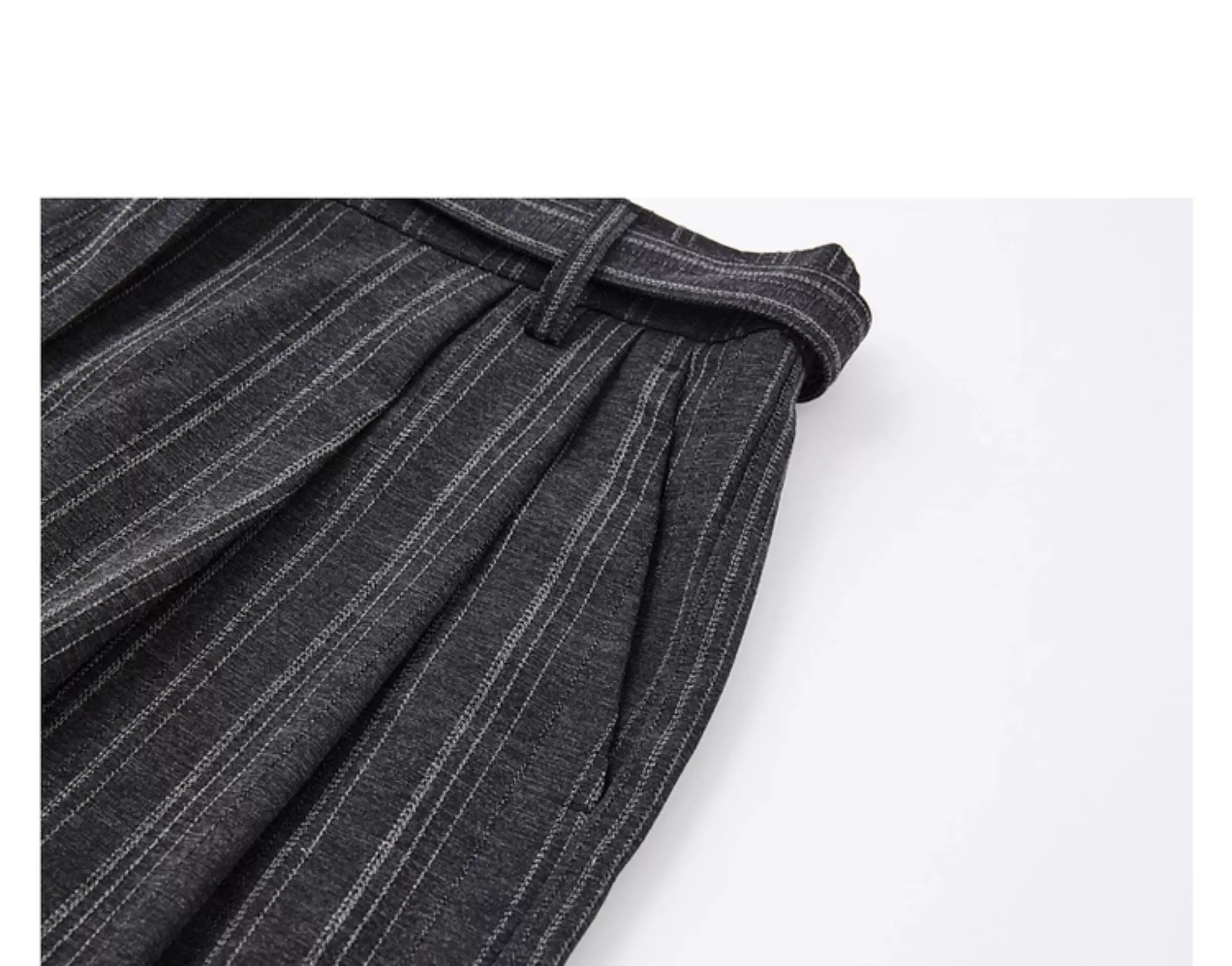 Autumn Korean-Style Striped Lazy-Fit: Men's Wide-Leg Casual Long Trousers T0042