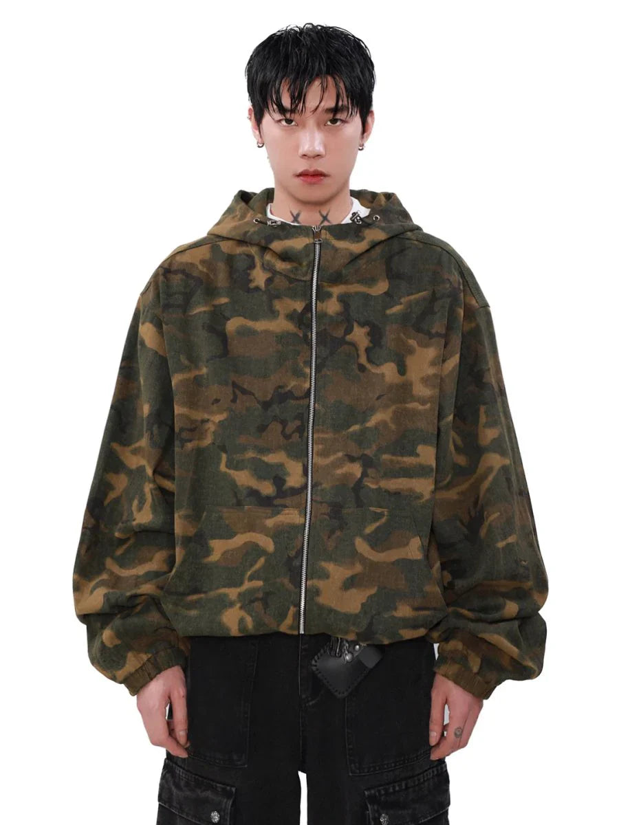 [MRNEARLY] LOOSE ZIPPER HOODED JACKET T0093