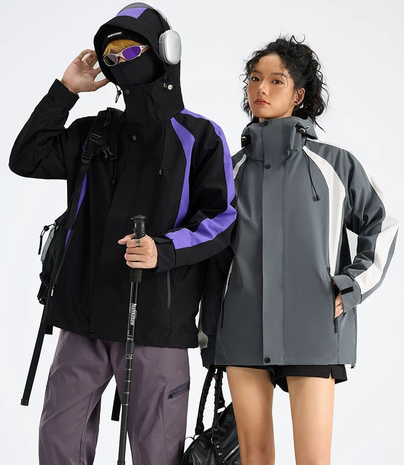 Men’s & Women’s 3-in-1 Outdoor Jacket – Waterproof Windproof Couple Shell Coat T0041