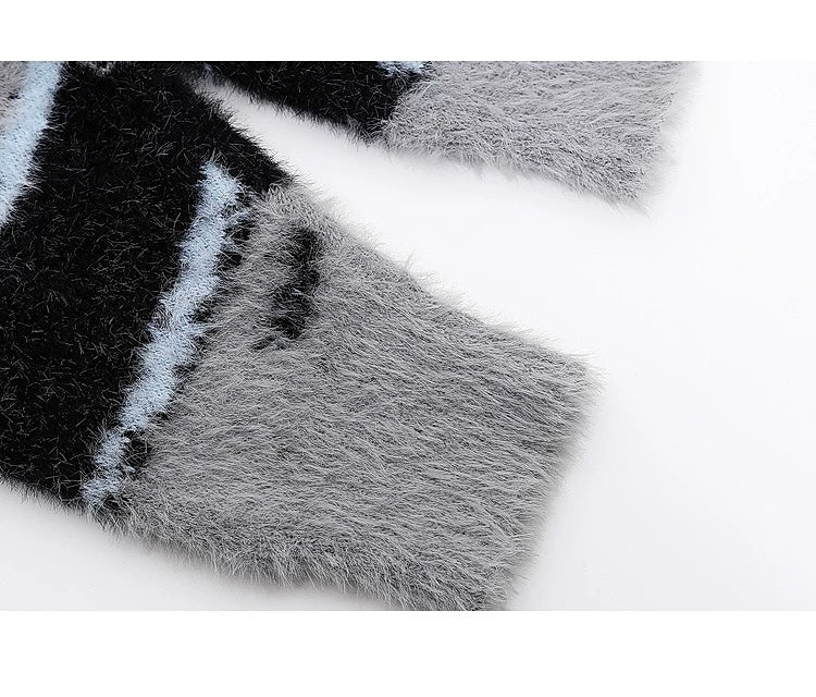 Men’s American Color-Block Striped Sweater – High Street Retro Knit Pullover S0055