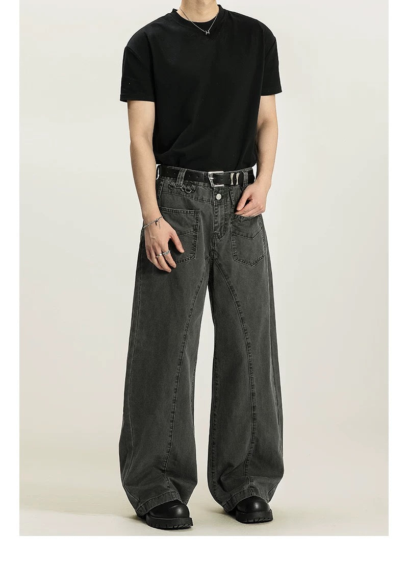 Men’s Vintage American Straight-Leg Cargo Pants – Retro Utility Streetwear Trousers B0045