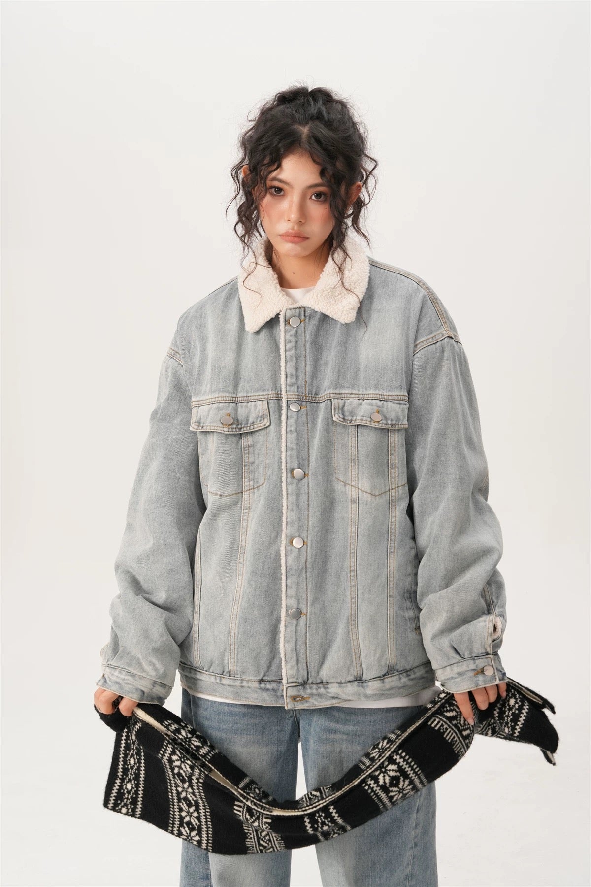 Men’s Vintage Denim Jacket – American Retro Washed Jean Outerwear T0068