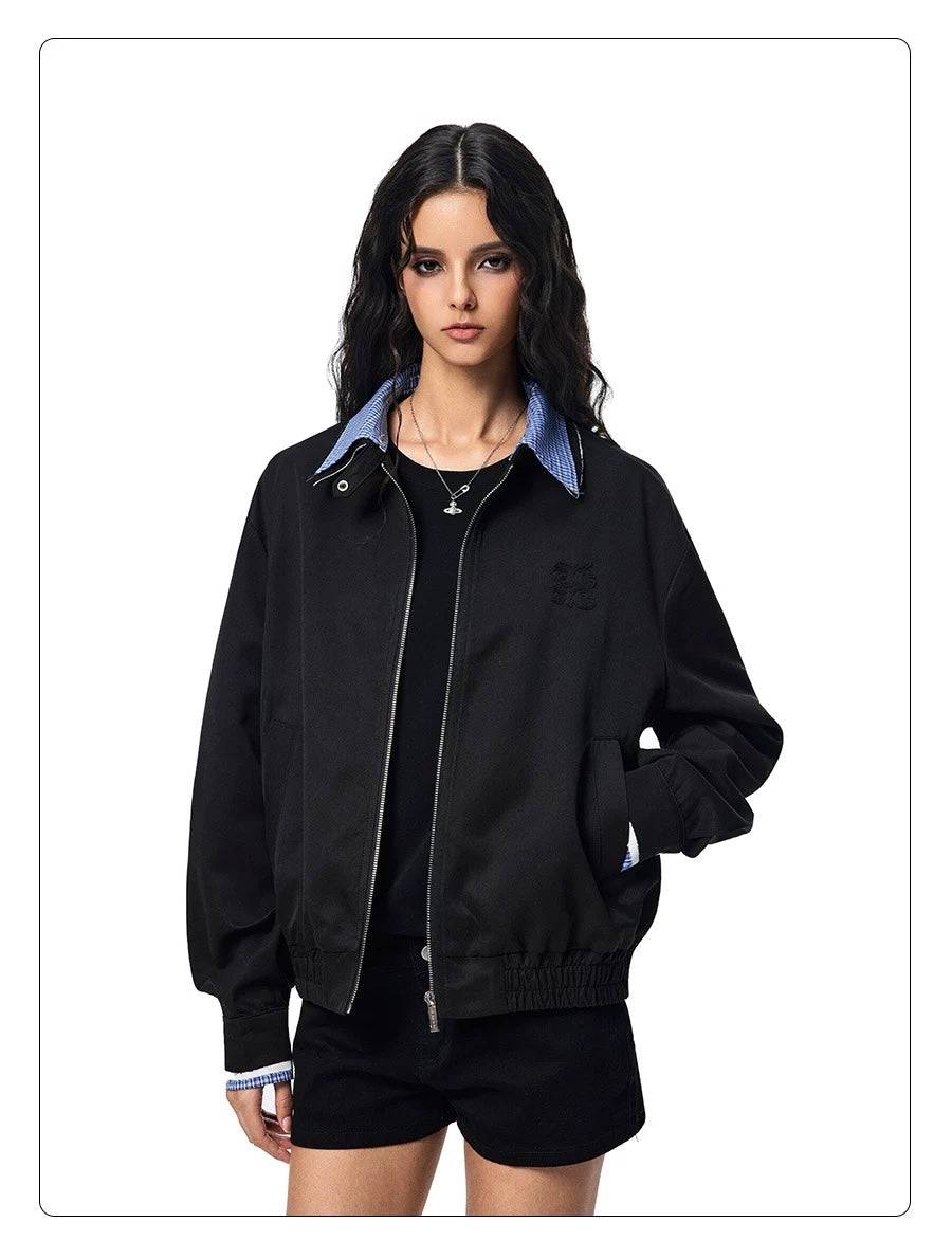 Men’s Vintage Plaid Patchwork Collar Jacket – Retro Short Street Outerwear T0062