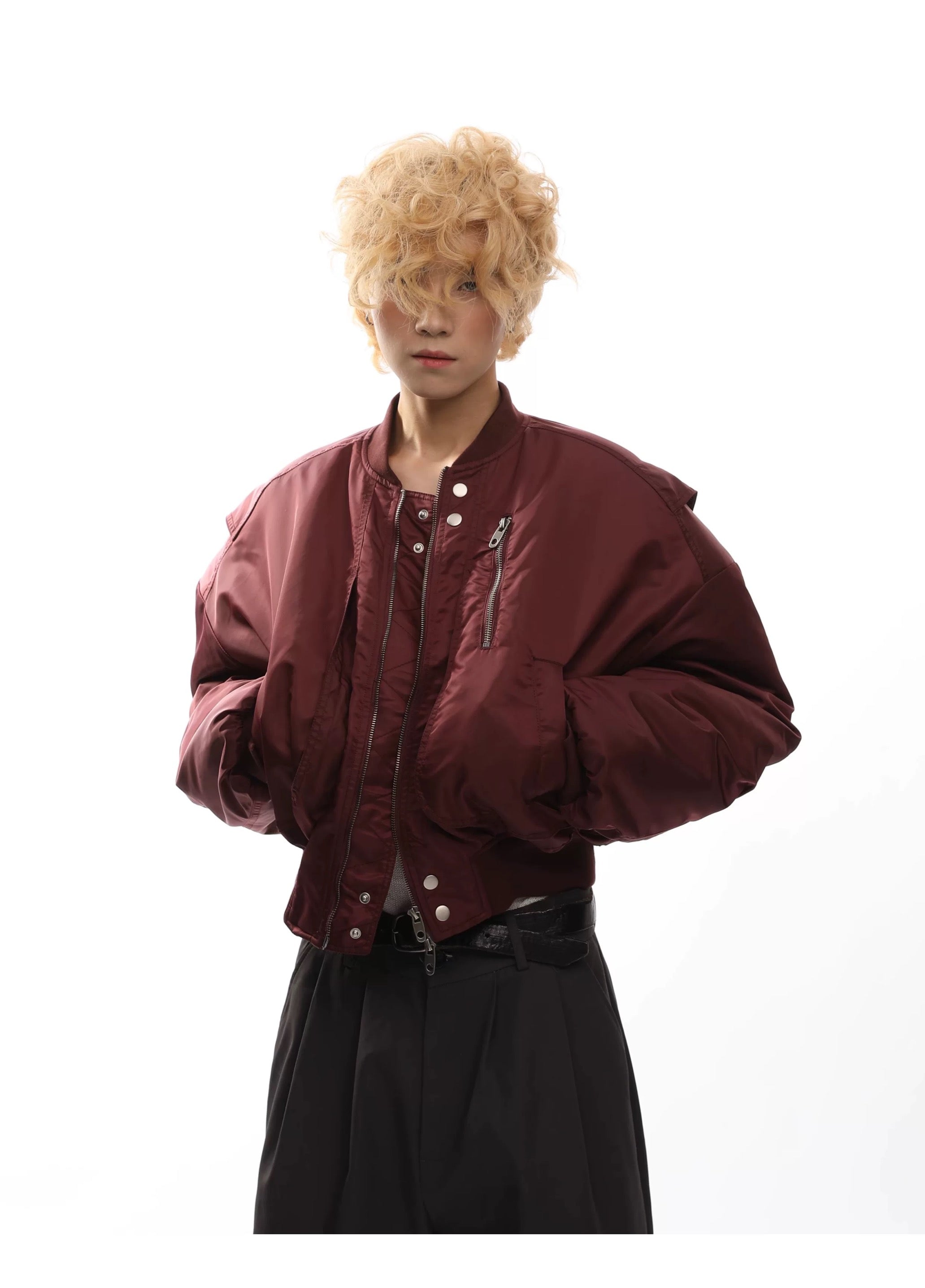 Men’s Cropped Bomber Puffer Jacket – American High Street Short Cotton Outerwear T0071