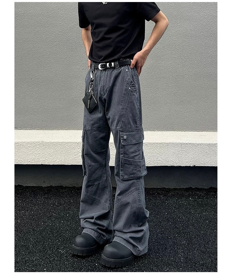 Men’s Deconstructed Cargo Pants – American Retro Utility Street Trousers B0073