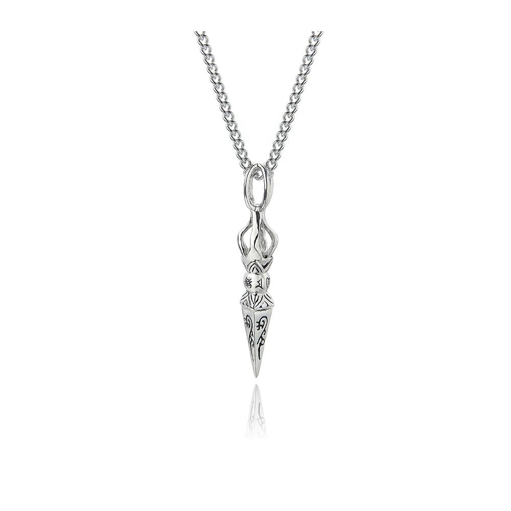 Collar con colgante de acero y titanio estilo punk vintage para hombre | Cadena retro oscura con acabado desgastado O0009