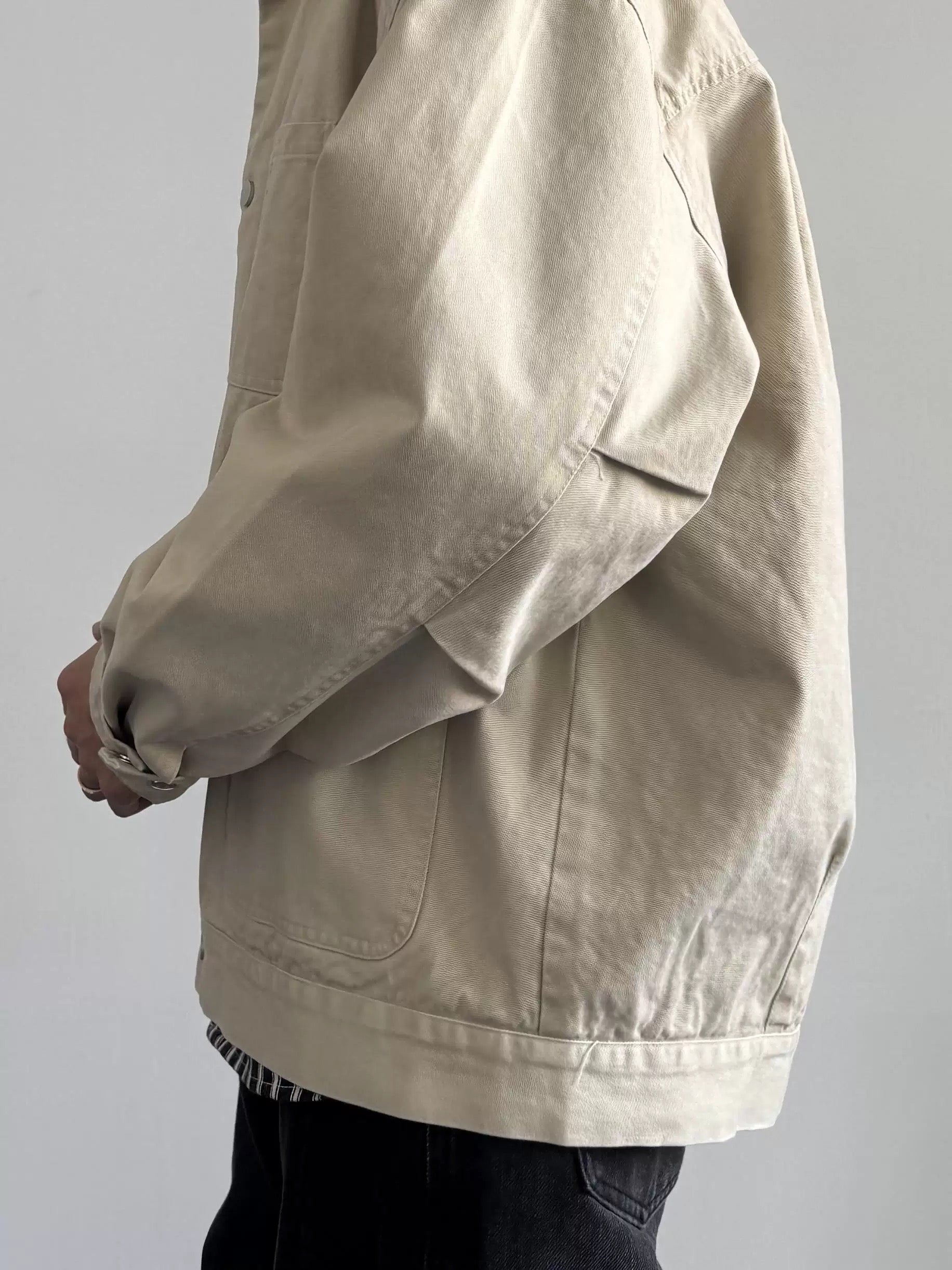 Cotton Workwear Jacket - Relaxed Oversized Fit with Four-Pocket Design (Spring Unisex Collection) T0034