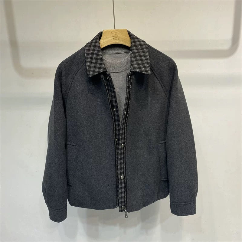 Chaqueta acolchada holgada de lana de oveja para hombre T0247