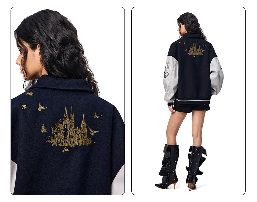 Men’s American Embroidered Patchwork Baseball Jacket – Vintage Streetwear Varsity CoatT0074