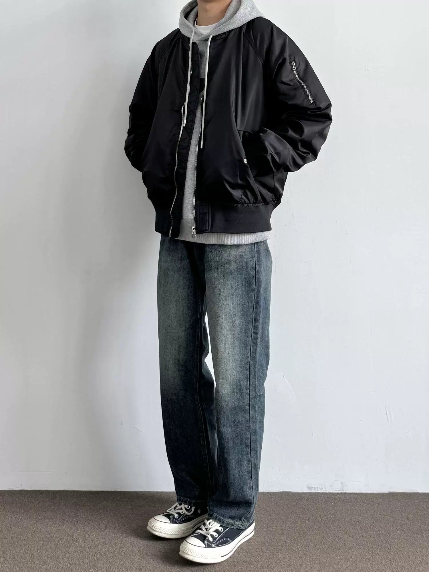 春のヴィンテージベースボールジャケット - アメリカンレトロリラックスフィットバーシティパイロットコート（カジュアルユニセックス）T0030