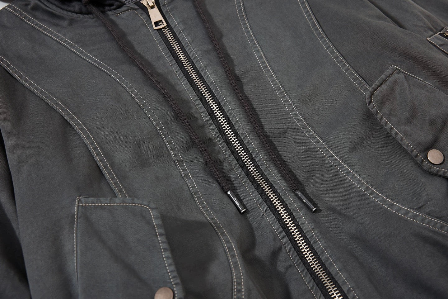 Men’s Layered Bomber Jacket – Faux Two-Piece Streetwear Flight Coat T0051