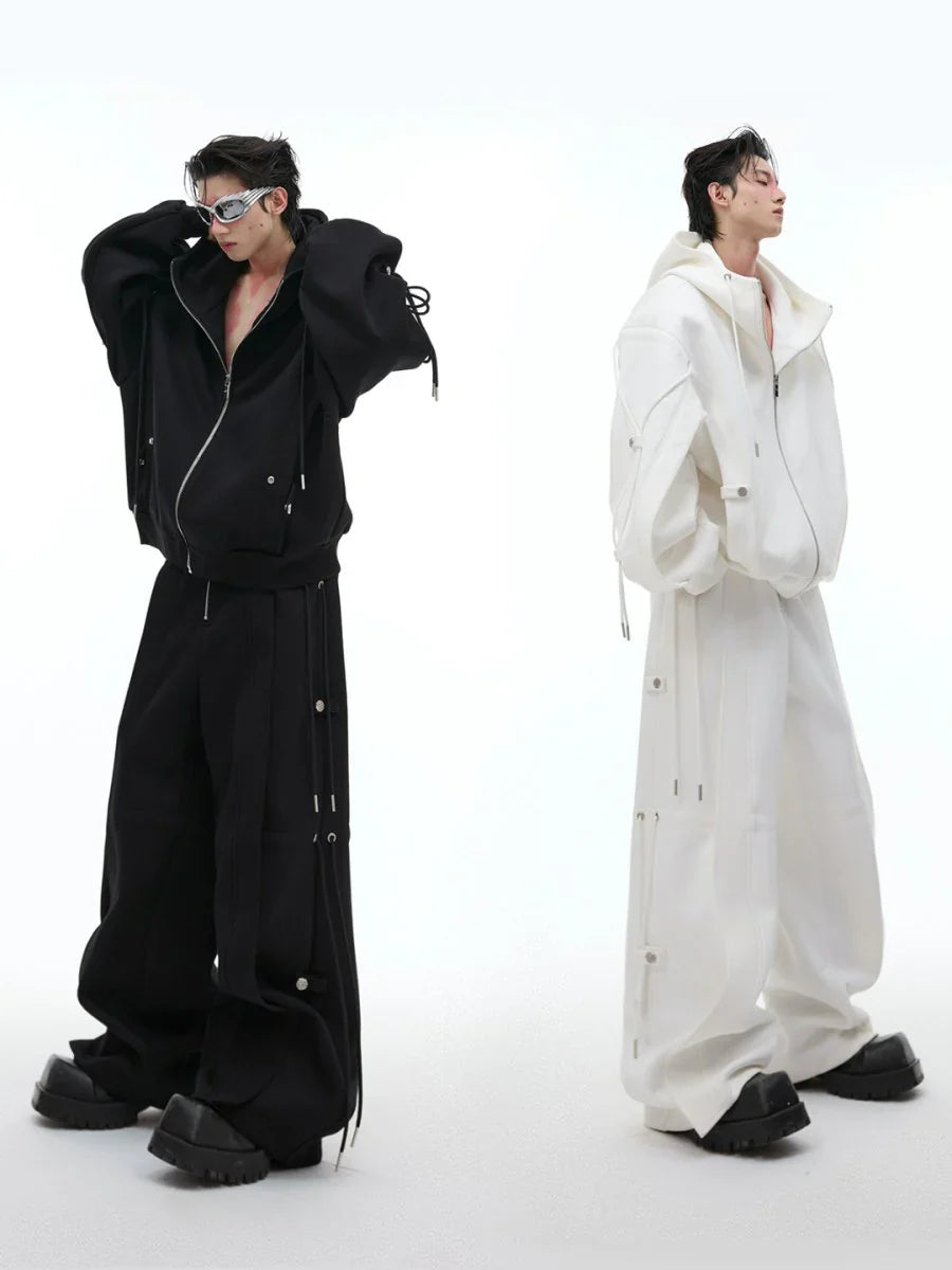 LOOSE HOODED SWEATER JACKET + BOTTOMS S0059