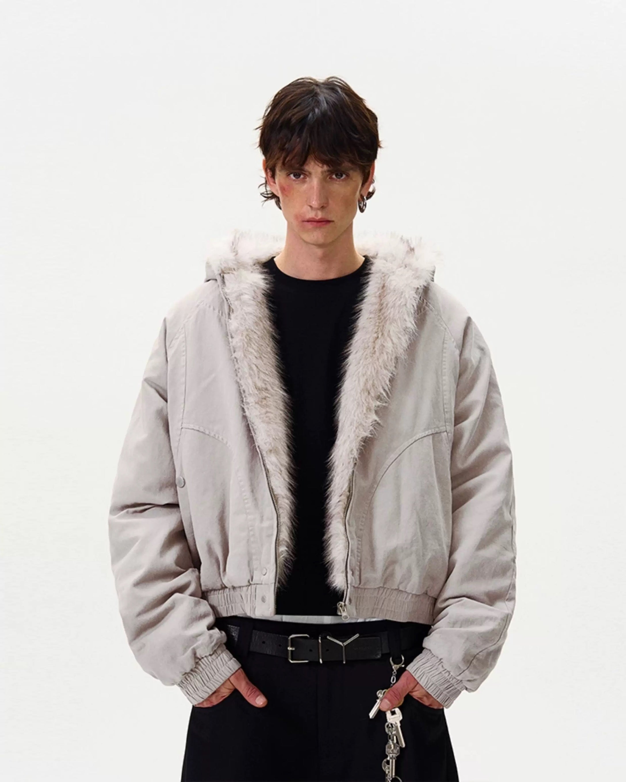 American Vintage Deconstructed Fleece-Lined Jacket – Retro Streetwear Outerwear T0227