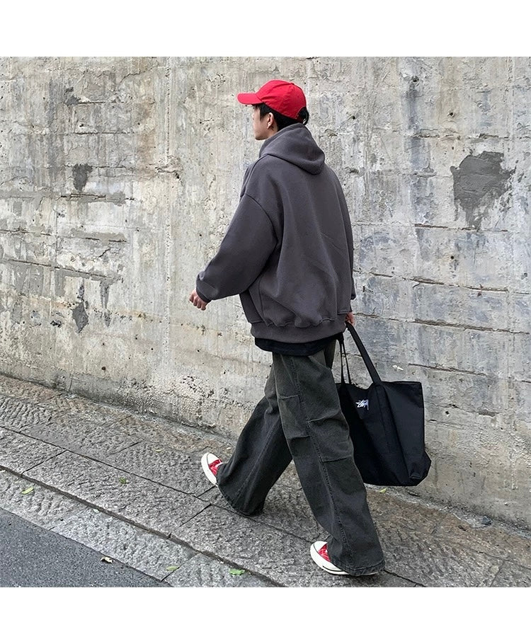 Sudadera con capucha vintage bordada con bordado cepillado para hombre – Jersey retro americano S0029