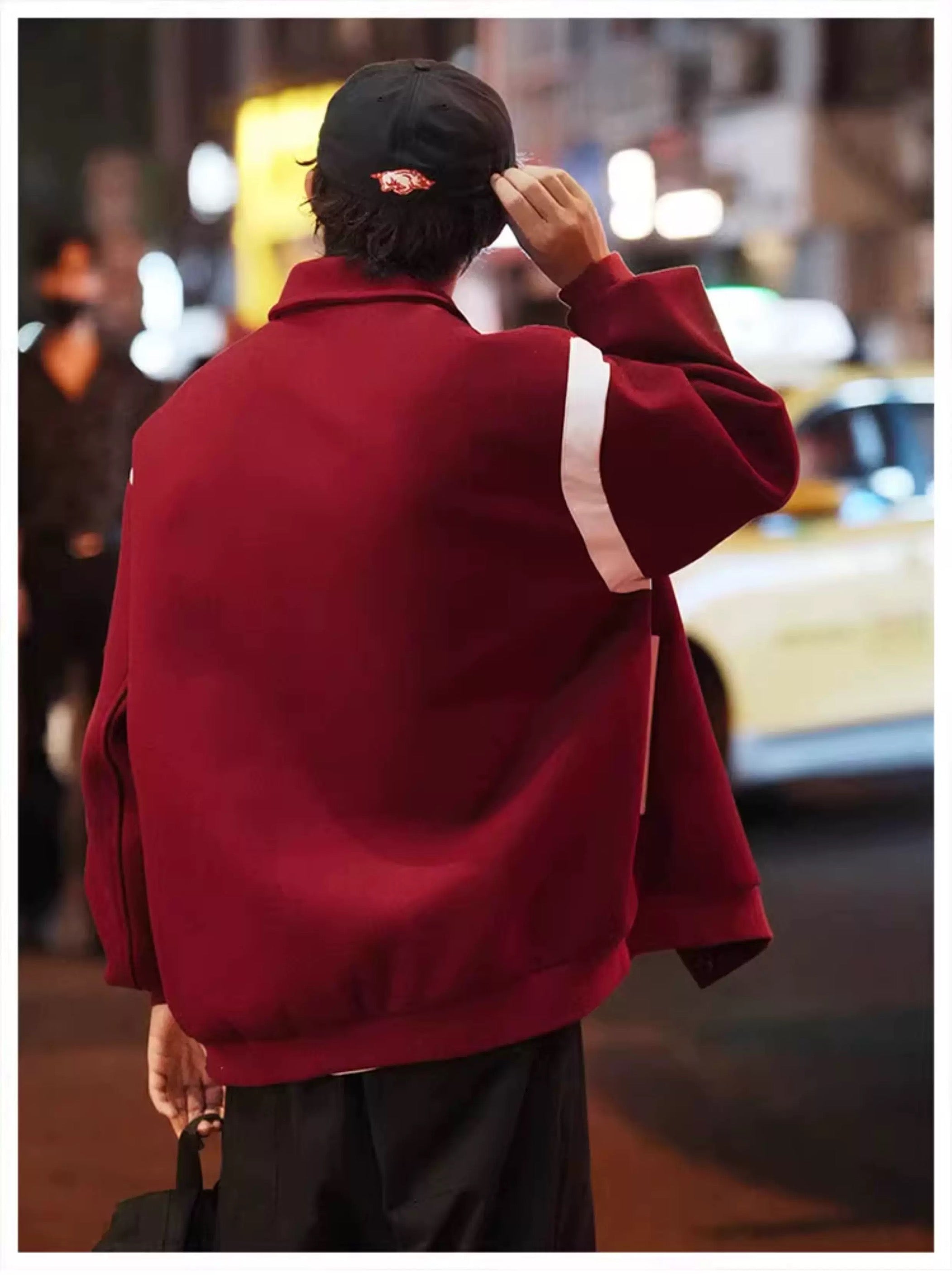 Chaqueta corta de lana – Prenda de abrigo vintage estilo urbano americano T0024