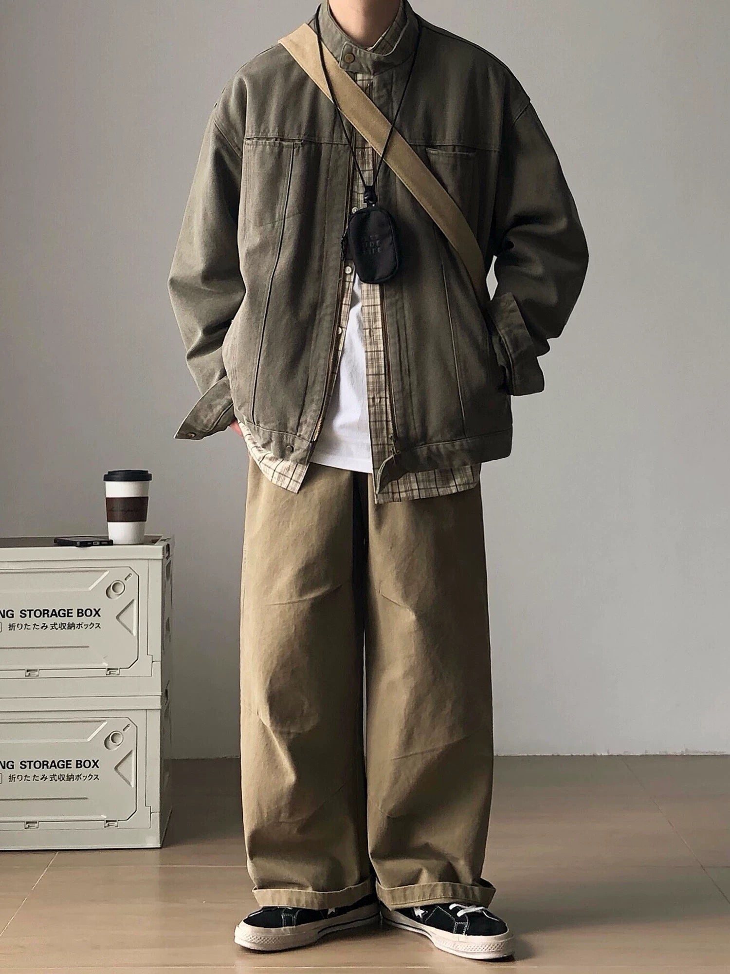 American Vintage Harrington Work Jacket, Cleanfit Stand Collar All-Season Men's Coat T0006