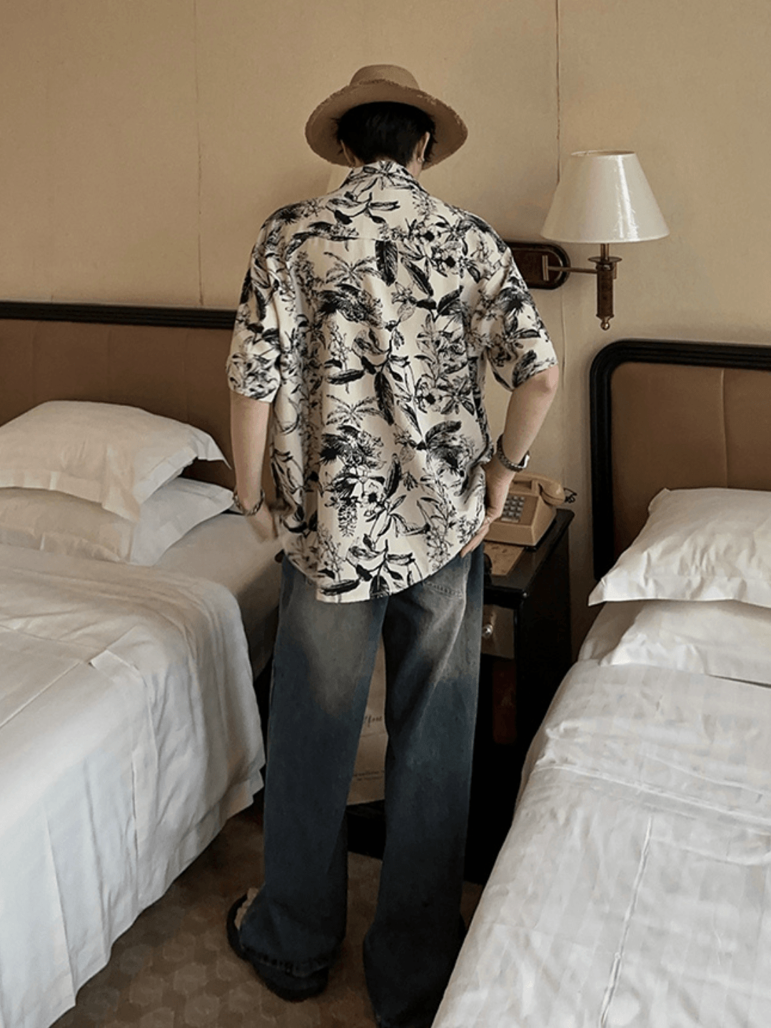 [JM HOMME] Tide Printed Short-sleeved Shirt J0120